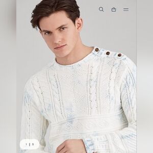 POLO RALPH LAUREN INDIGO ARAN COTTON SWEATER DE SIZE LARGE